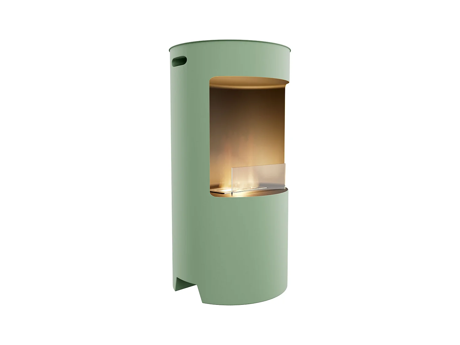 Giulio Cesare - Chimenea de Suelo de Bioetanol Ø40x80 cm de Diseño Interior en Acero Inoxidable Salvia