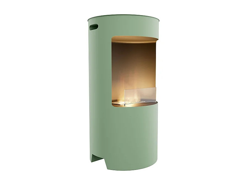 Giulio Cesare - Cheminée à Bioéthanol de Sol Ø40x80 cm Design d’Intérieur en Acier Inoxydable Sauge
