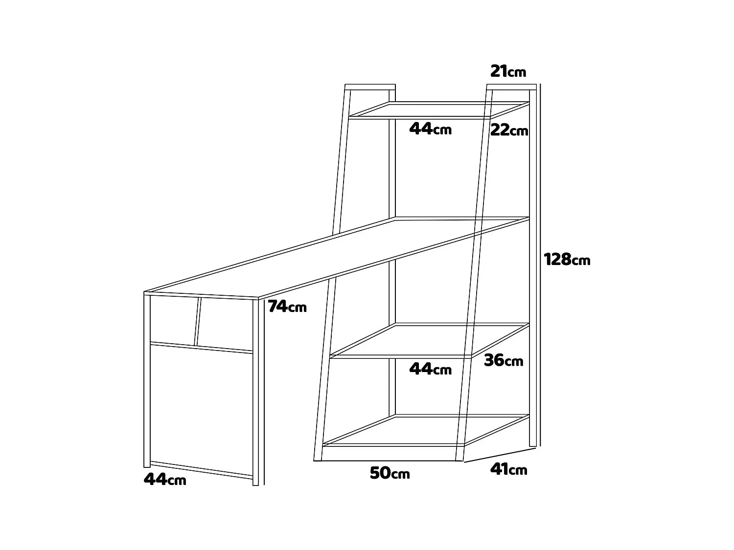 Bimyo - Secretária dobrável com estante economizadora de espaço 50x41xH128 cm estilo industrial bleach