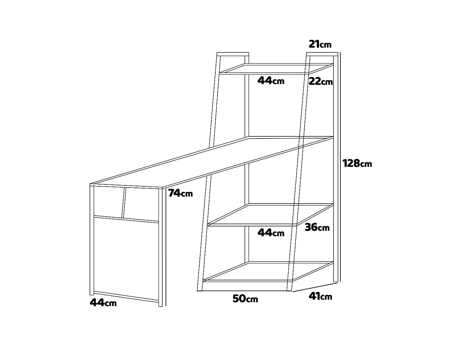Bimyo - Escritorio plegable con estantería ahorraespacio 50x41xH128 cm de estilo industrial