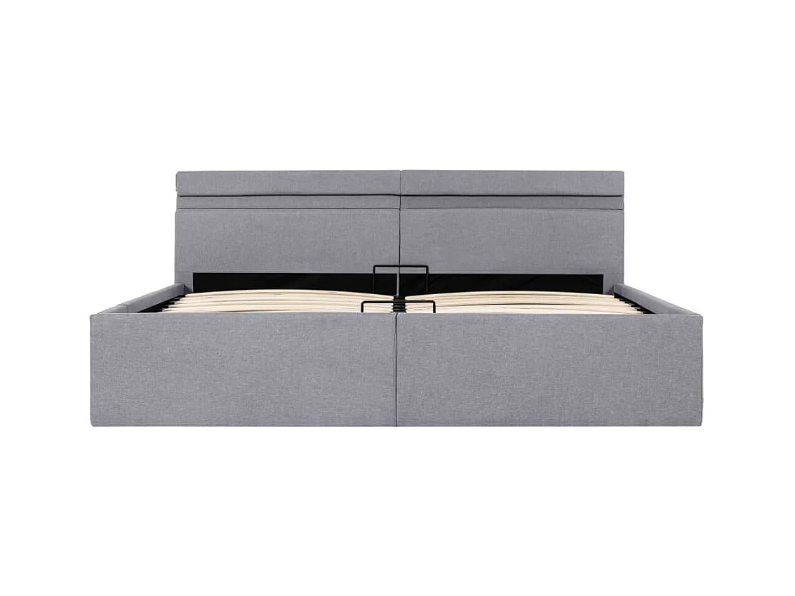 Lit coffre avec LED Gris clair Tissu 180x200