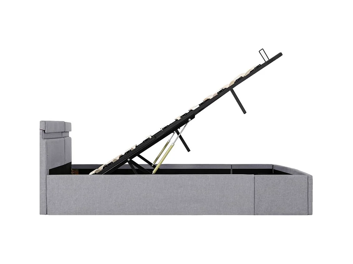 Lit coffre avec LED Gris clair Tissu 180x200