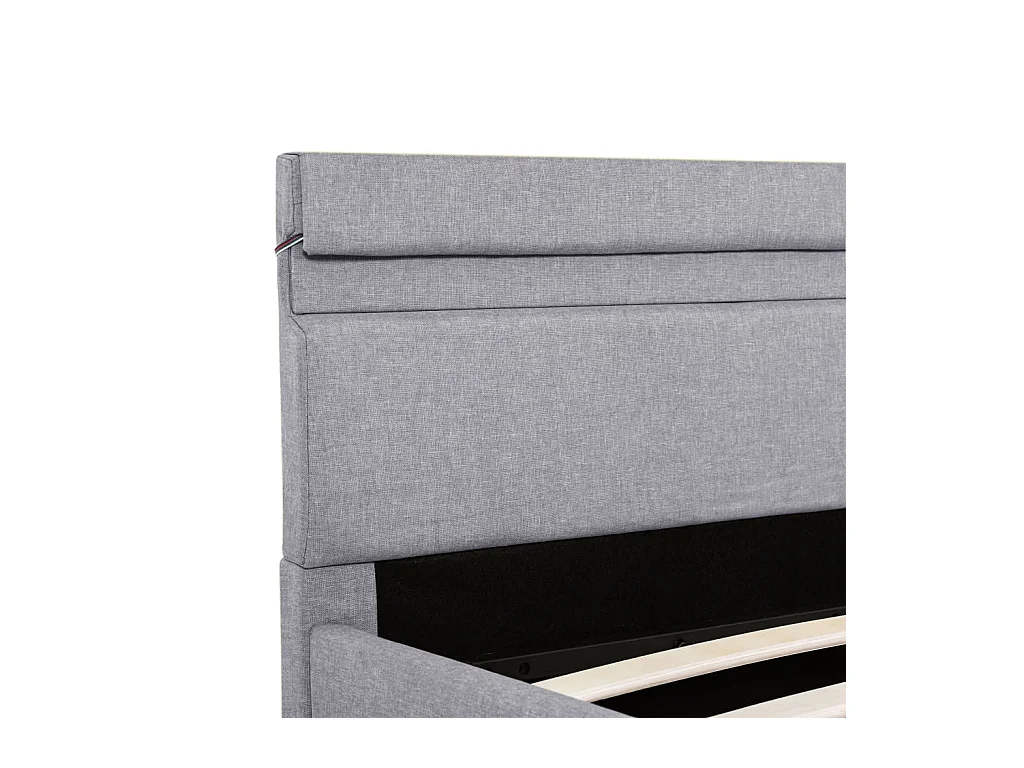 Lit coffre avec LED Gris clair Tissu 180x200