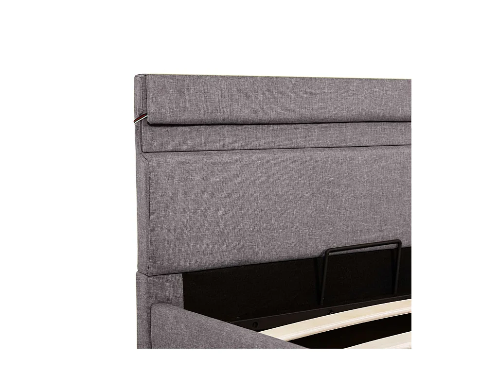 Lit coffre avec LED Taupe Tissu 90x200