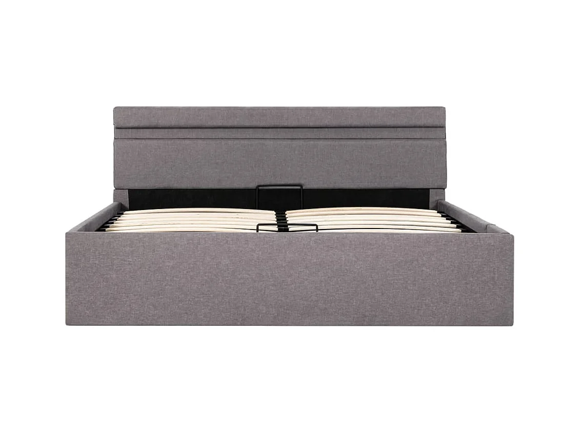 Lit coffre avec LED Taupe Tissu 140x200