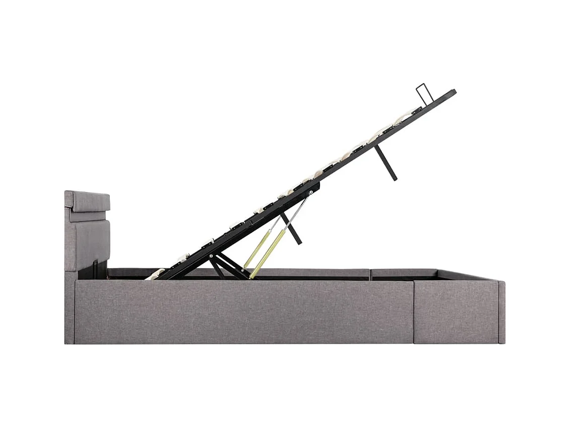 Lit coffre avec LED Taupe Tissu 140x200