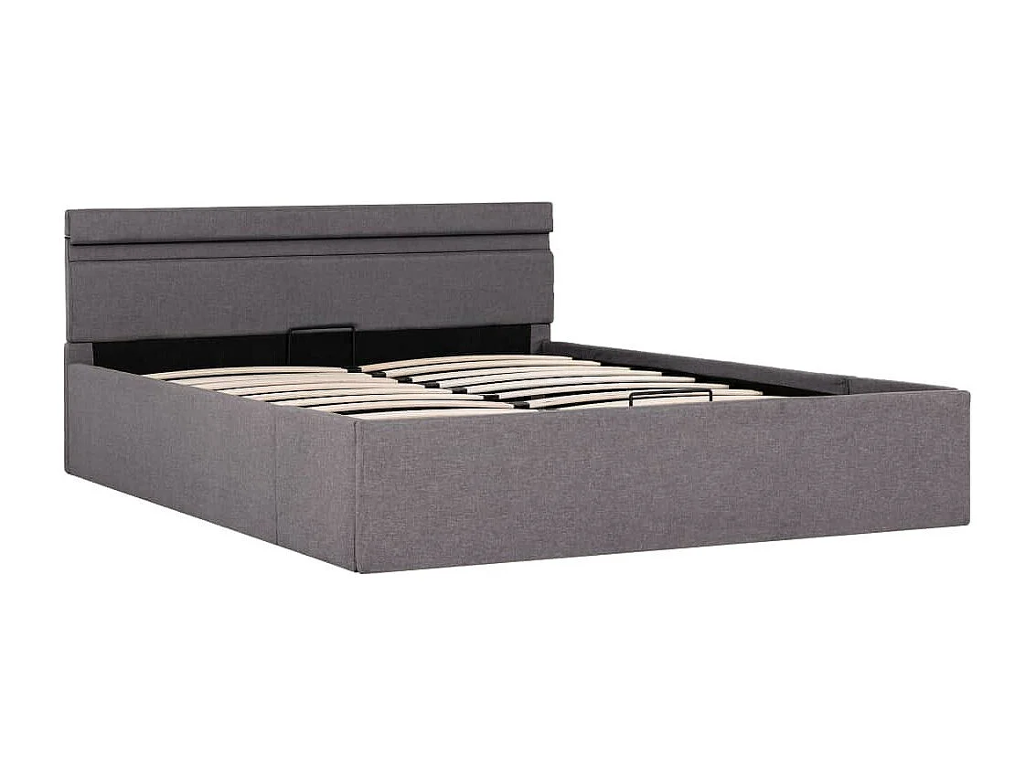 Lit coffre avec LED Taupe Tissu 140x200