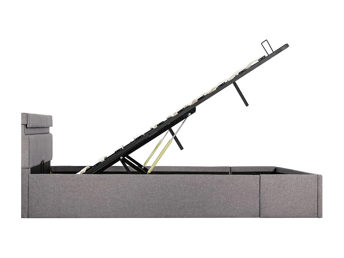 Lit coffre avec LED Taupe Tissu 140x200