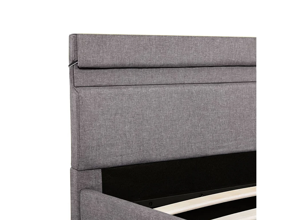 Lit coffre avec LED Taupe Tissu 140x200