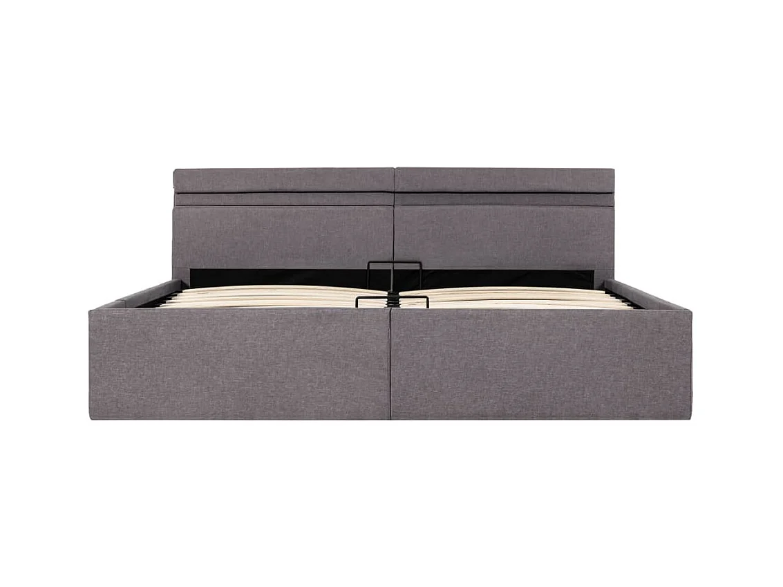 Lit coffre avec LED Taupe Tissu 160x200