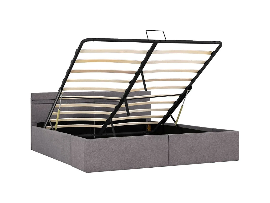 Lit coffre avec LED Taupe Tissu 160x200