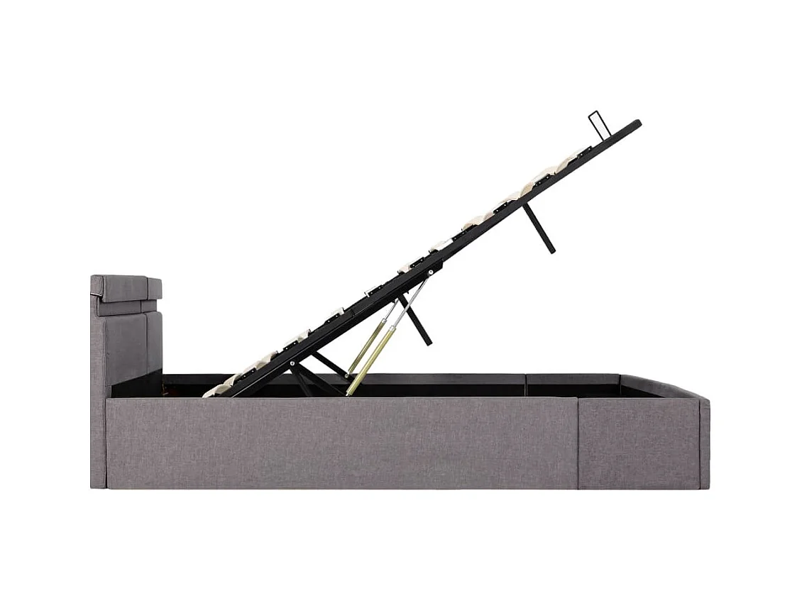 Lit coffre avec LED Taupe Tissu 160x200