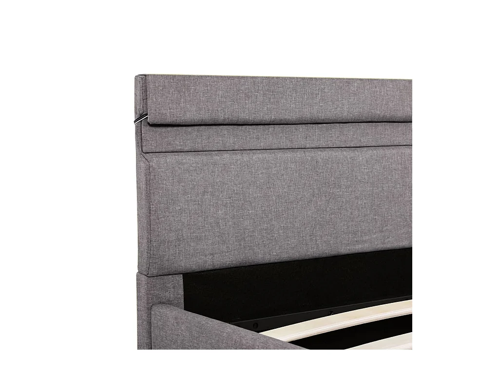 Lit coffre avec LED Taupe Tissu 160x200