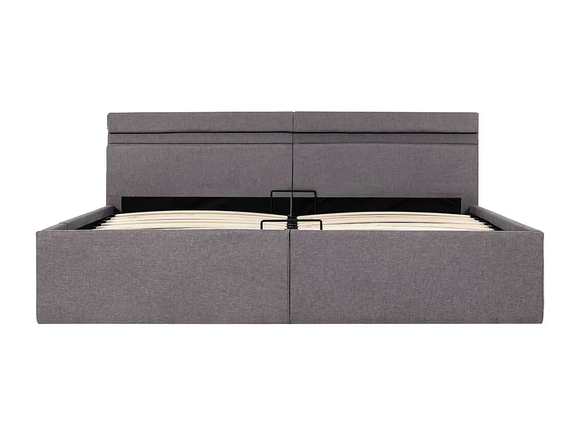 Lit coffre avec LED Taupe Tissu 160x200