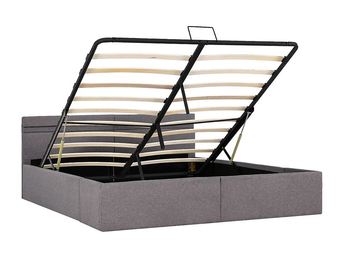 Lit coffre avec LED Taupe Tissu 160x200