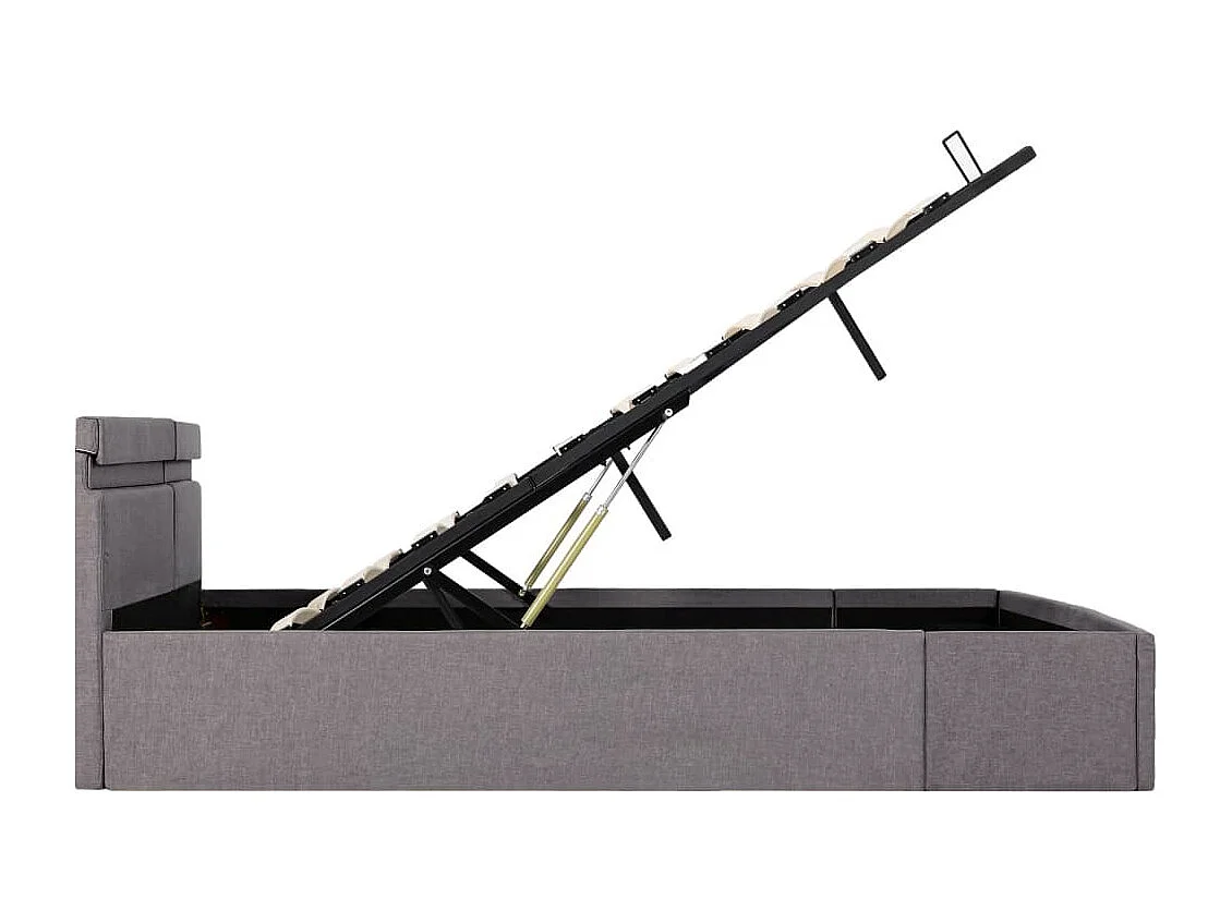 Lit coffre avec LED Taupe Tissu 160x200