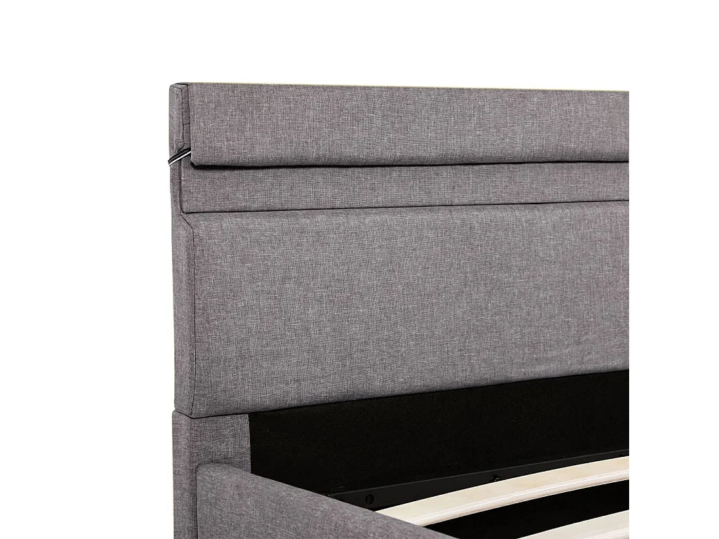 Lit coffre avec LED Taupe Tissu 160x200