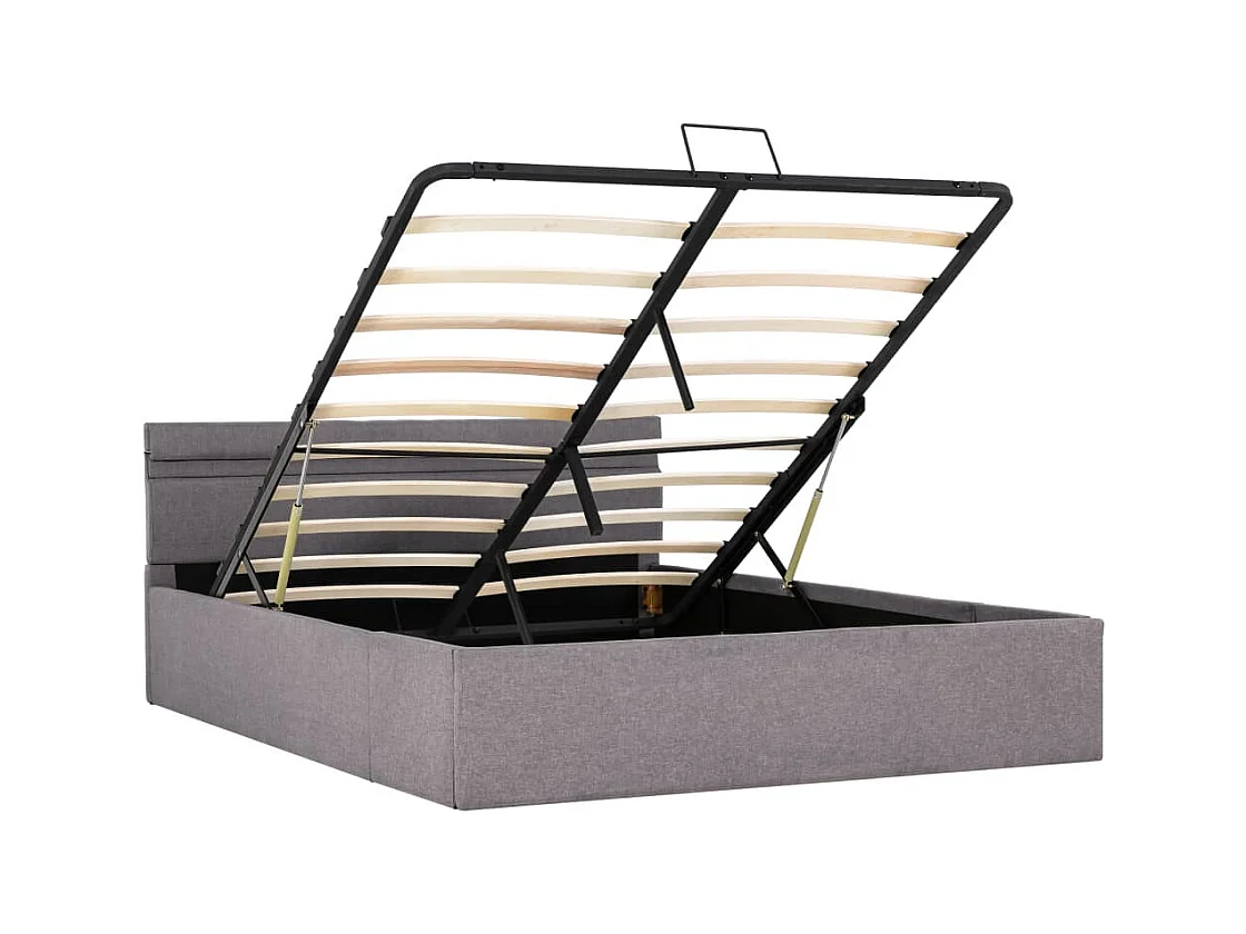 Lit coffre avec LED Taupe Tissu 120x200