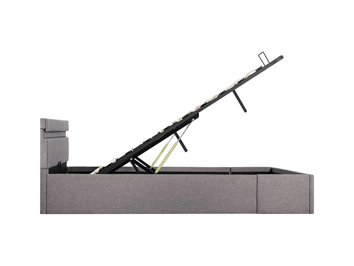 Lit coffre avec LED Taupe Tissu 120x200