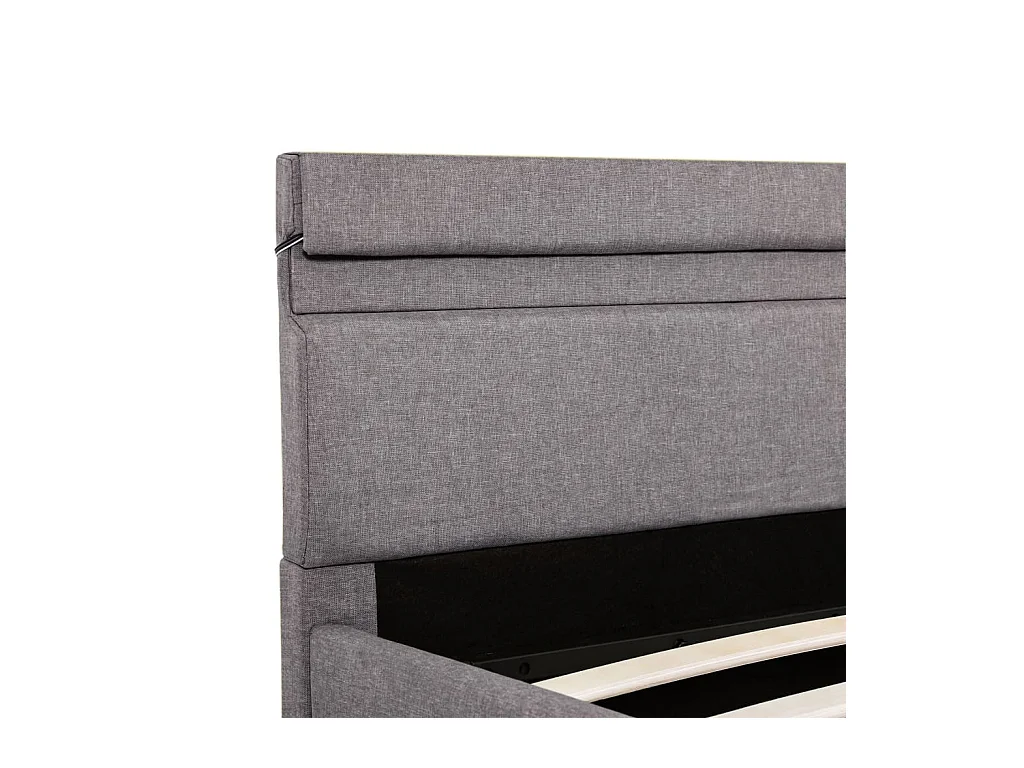 Lit coffre avec LED Taupe Tissu 120x200