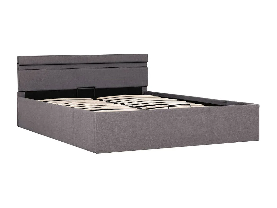 Lit coffre avec LED Taupe Tissu 120x200