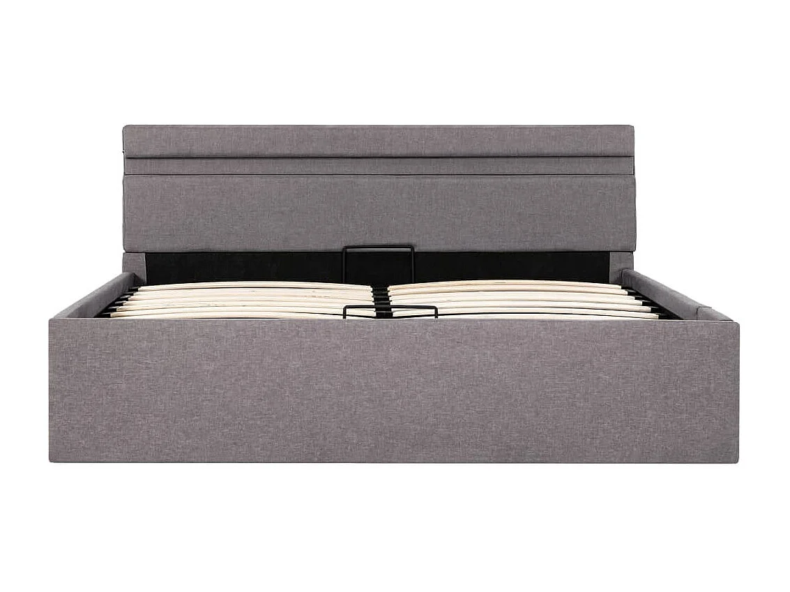 Lit coffre avec LED Taupe Tissu 120x200