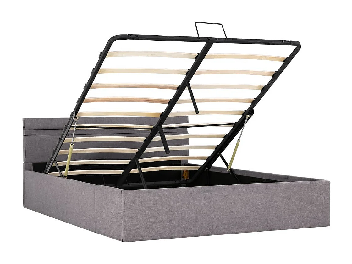 Lit coffre avec LED Taupe Tissu 120x200