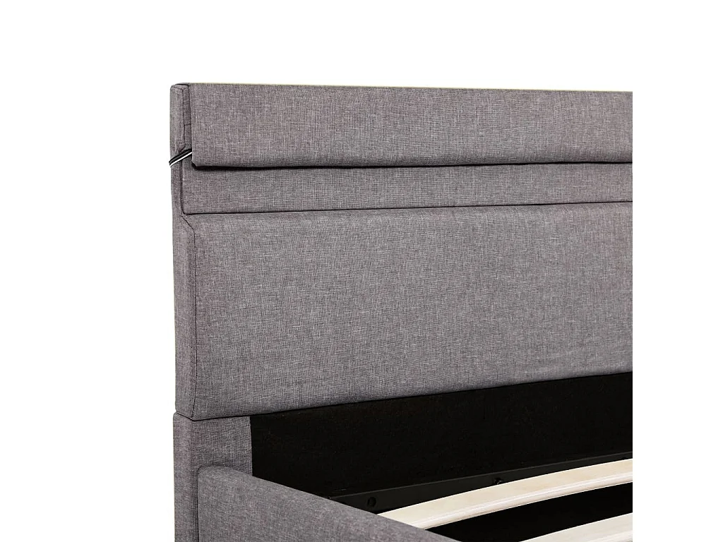 Lit coffre avec LED Taupe Tissu 120x200