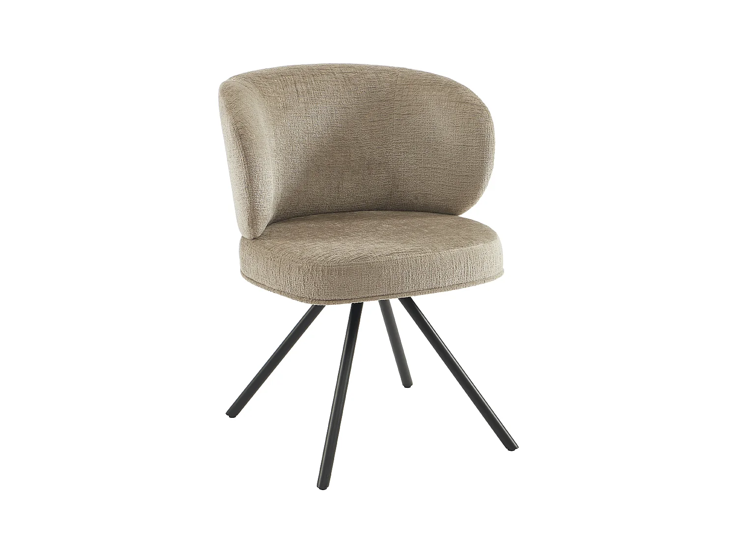 Lot de 6 chaises pivotantes en tissu texturé et métal noir - Taupe - LYARO