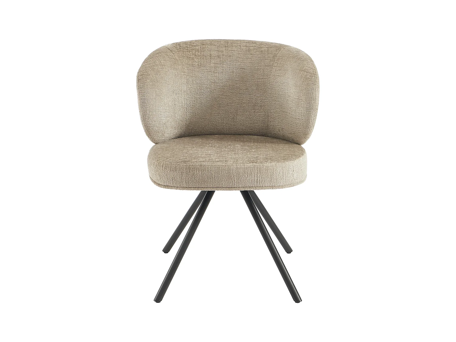 Lot de 6 chaises pivotantes en tissu texturé et métal noir - Taupe - LYARO