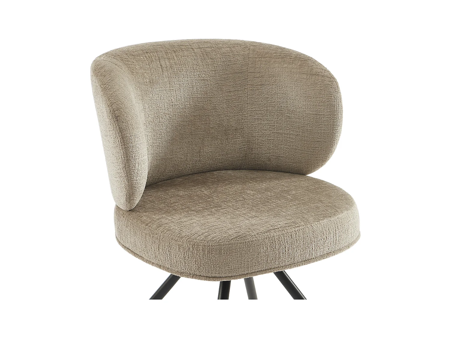 Lot de 6 chaises pivotantes en tissu texturé et métal noir - Taupe - LYARO