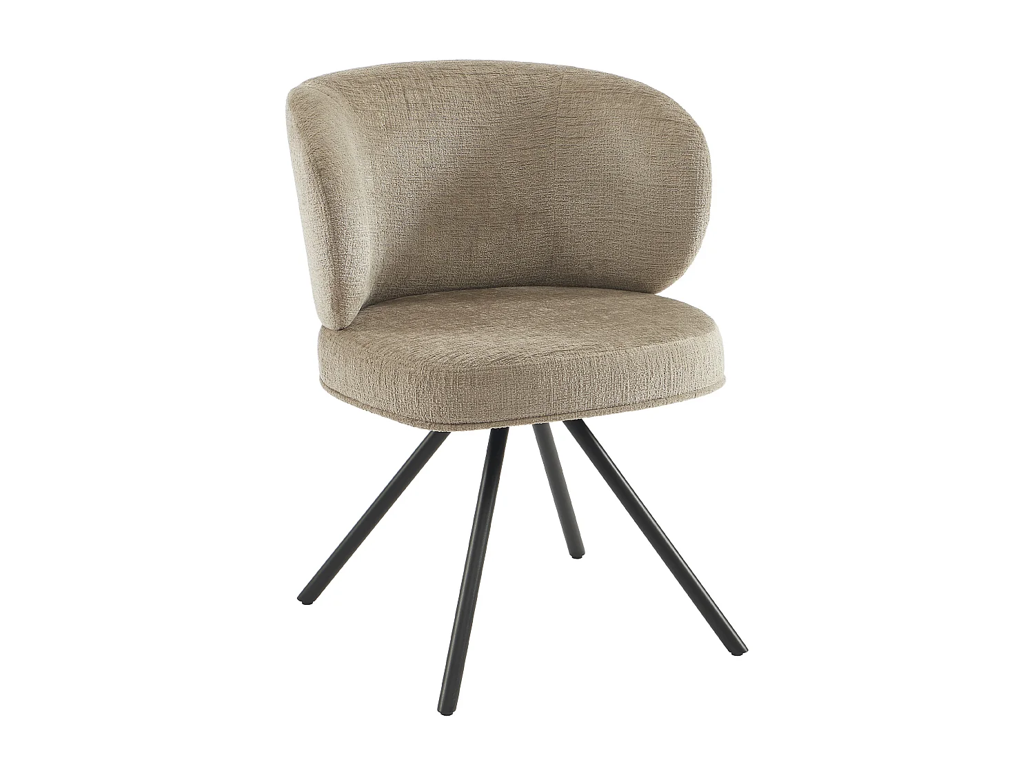 Lot de 6 chaises pivotantes en tissu texturé et métal noir - Taupe - LYARO