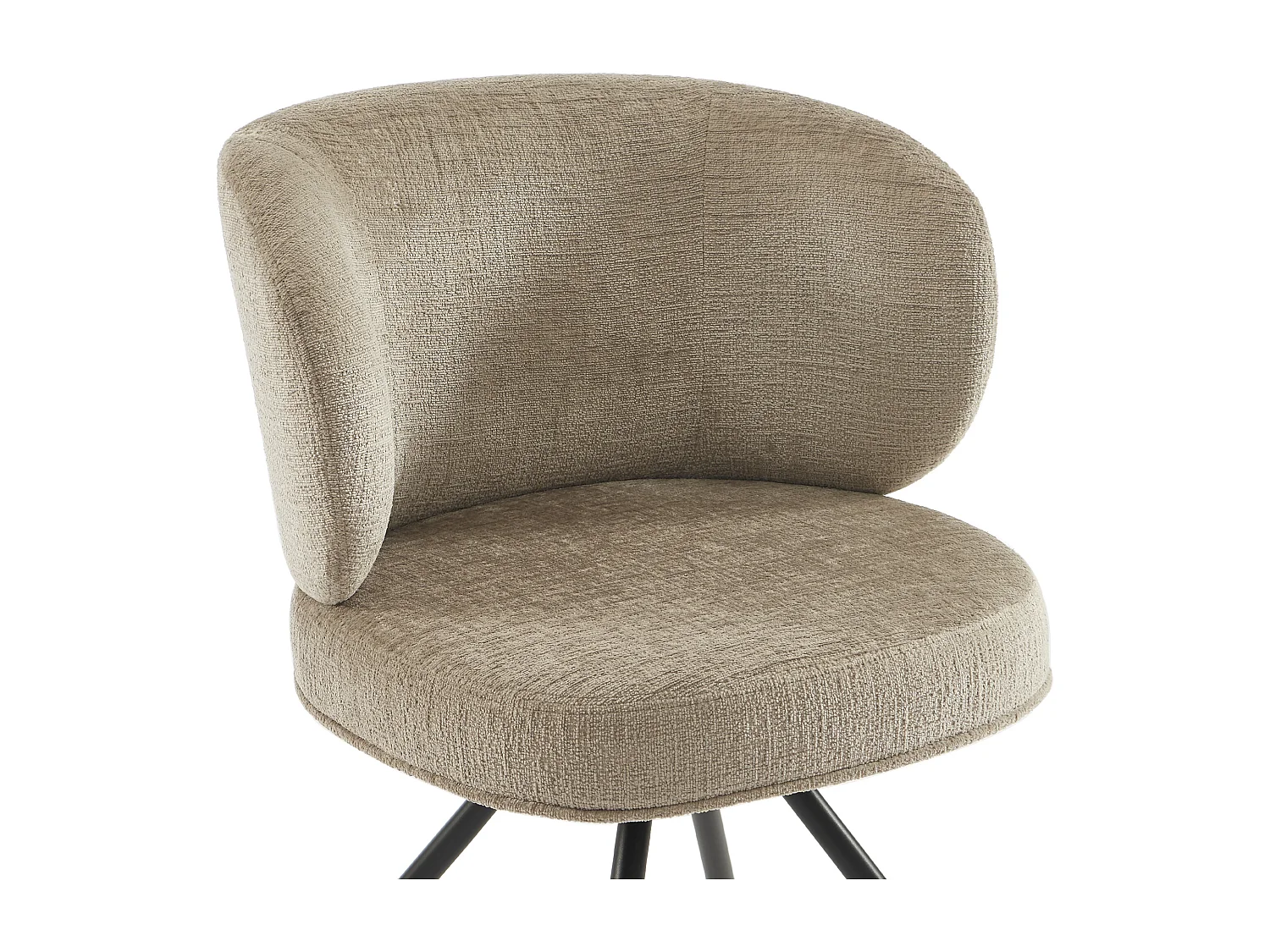Lot de 6 chaises pivotantes en tissu texturé et métal noir - Taupe - LYARO