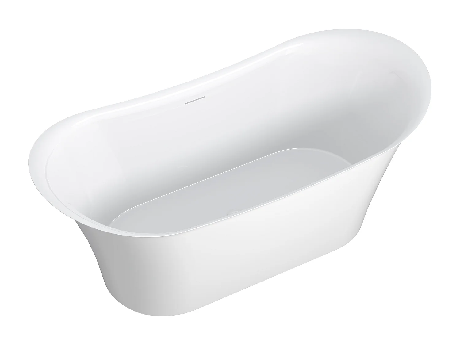 Baignoire îlot en acrylique - 211 L - 160 x 79 x 66 cm – Blanche - KYRON