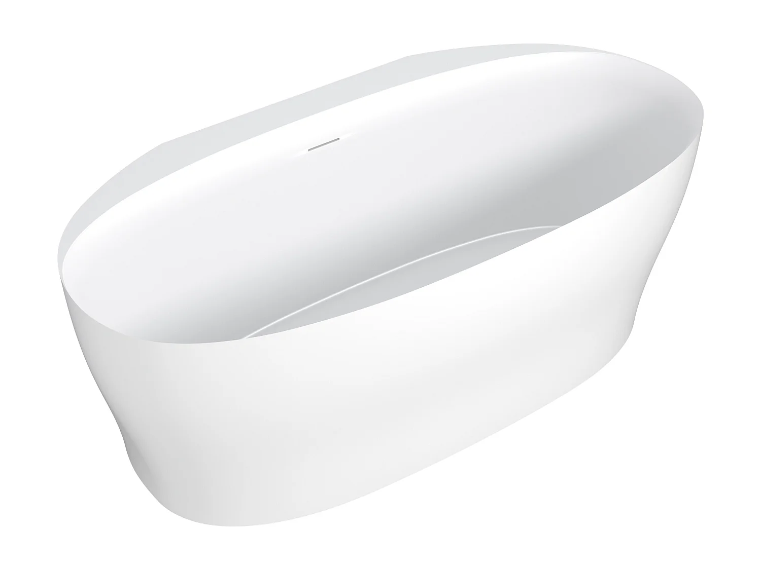 Baignoire semi îlot en acrylique  - 220 L - 160 x 80 x 58 cm - Blanc mat - LUMEL