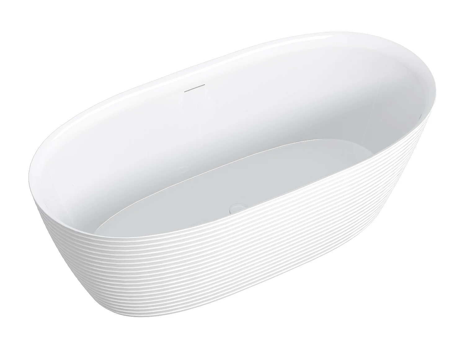 Baignoire îlot striée en acrylique - 242 L - 160 x 78 x 59 cm - Blanche - ZAFIRO