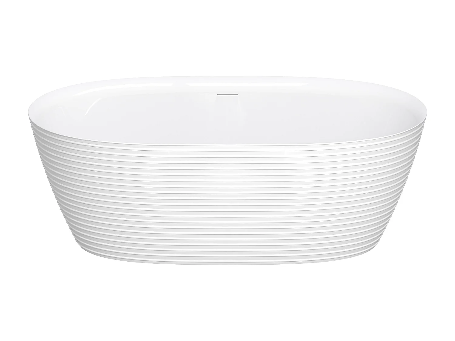 Baignoire îlot striée en acrylique - 242 L - 160 x 78 x 59 cm - Blanche - ZAFIRO