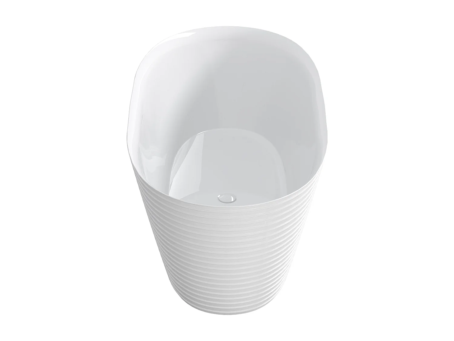 Baignoire îlot striée en acrylique - 242 L - 160 x 78 x 59 cm - Blanche - ZAFIRO