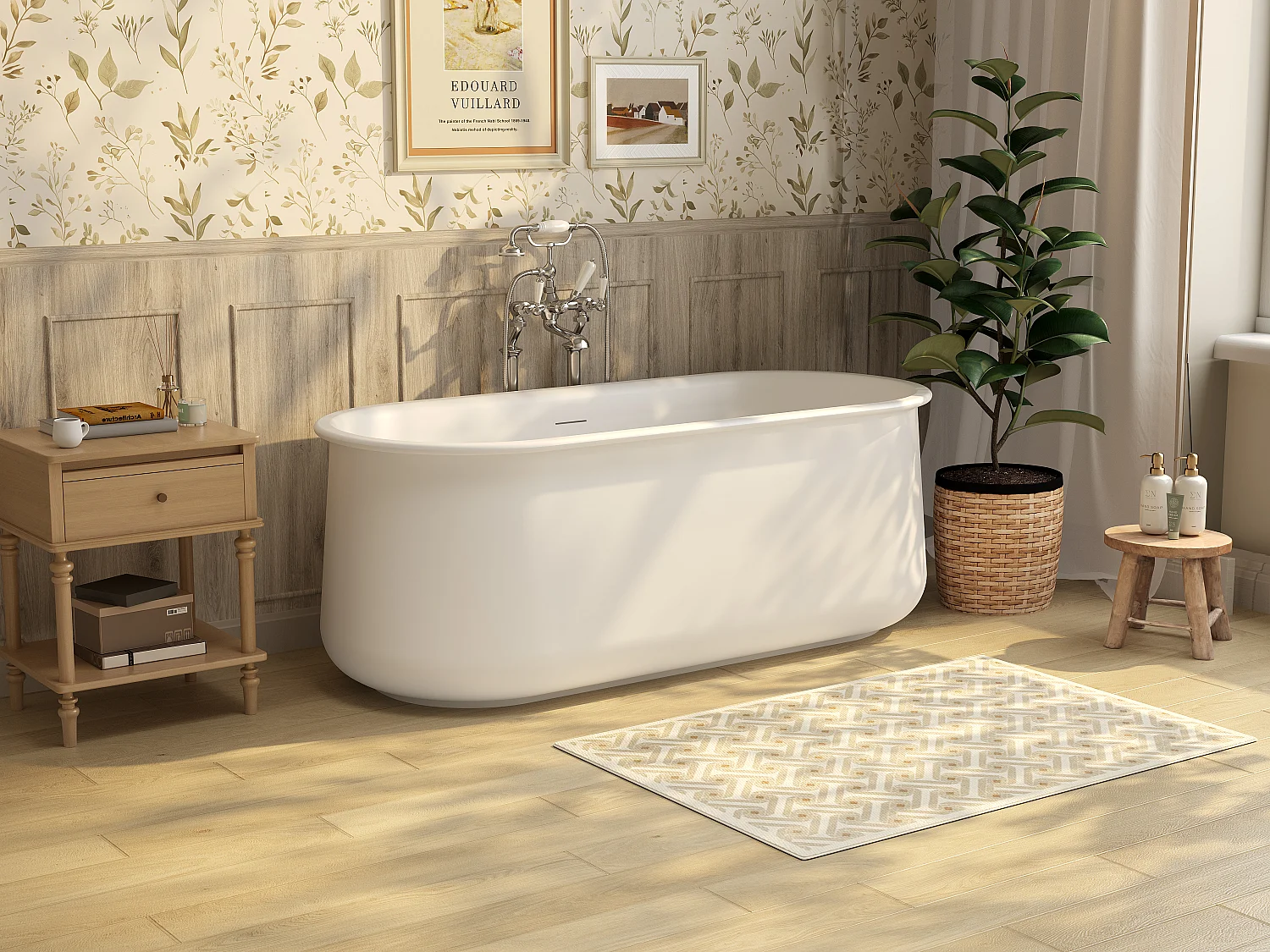 Baignoire îlot blanc mat - 160 x 74 x 60 cm - 234 L - CALDRIA