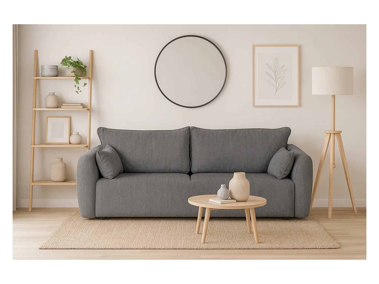 DALLAS – sofa 3-osobowa z funkcją spania 140x196 cm, tkanina Raven 7 szary