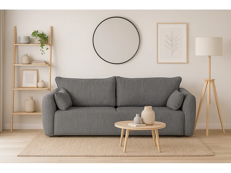 DALLAS – 3-Sitzer Schlafsofa 238x90 cm, Liegefläche 140x196 cm, Stoff Raven 7 grau