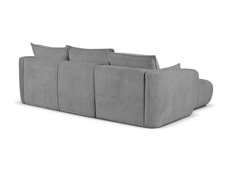 DALLAS – Canapé d’angle convertible gauche 255x165 cm, tissu Raven 07 gris