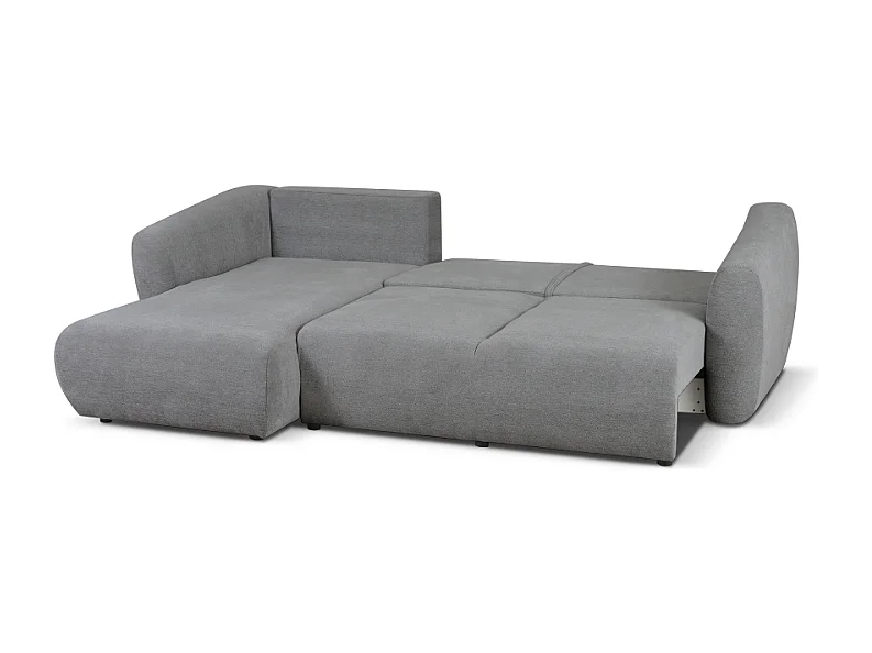 DALLAS – Canapé d’angle convertible gauche 255x165 cm, tissu Raven 07 gris