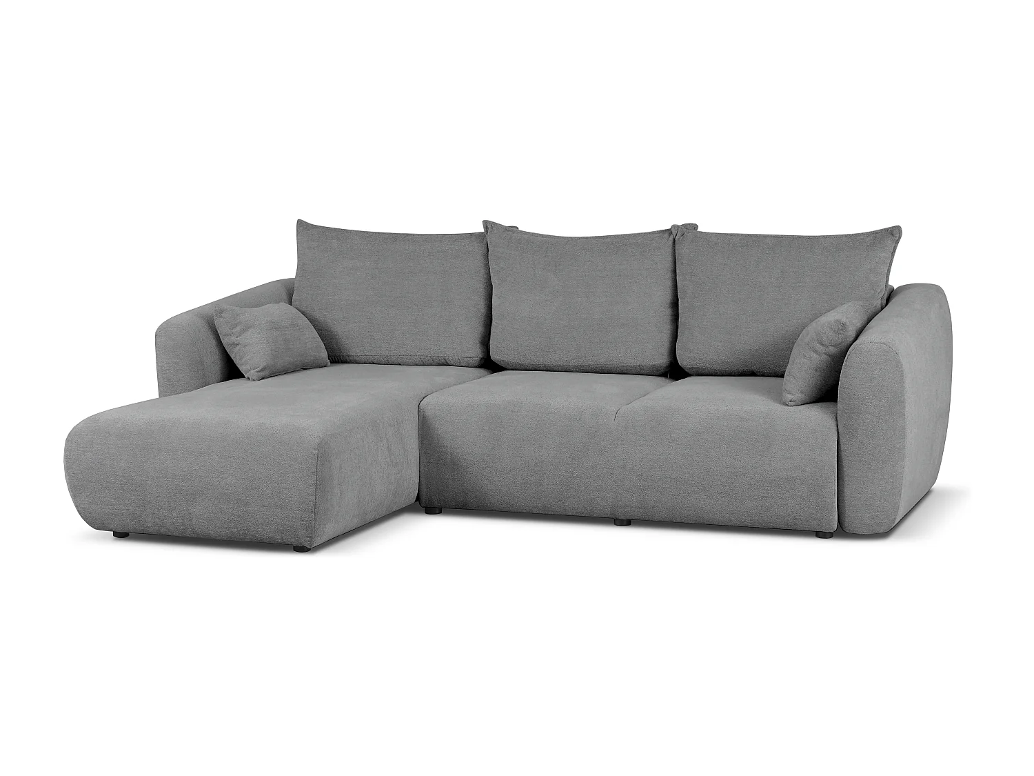 DALLAS – Canapé d’angle convertible gauche 255x165 cm, tissu Raven 07 gris