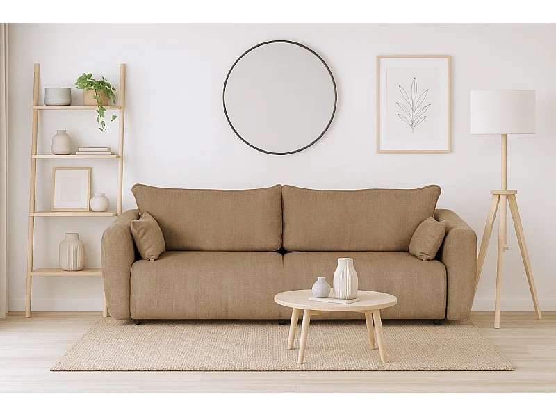 DALLAS – sofa 3-osobowa z funkcją spania 140x196 cm, tkanina Raven 30 beżowa