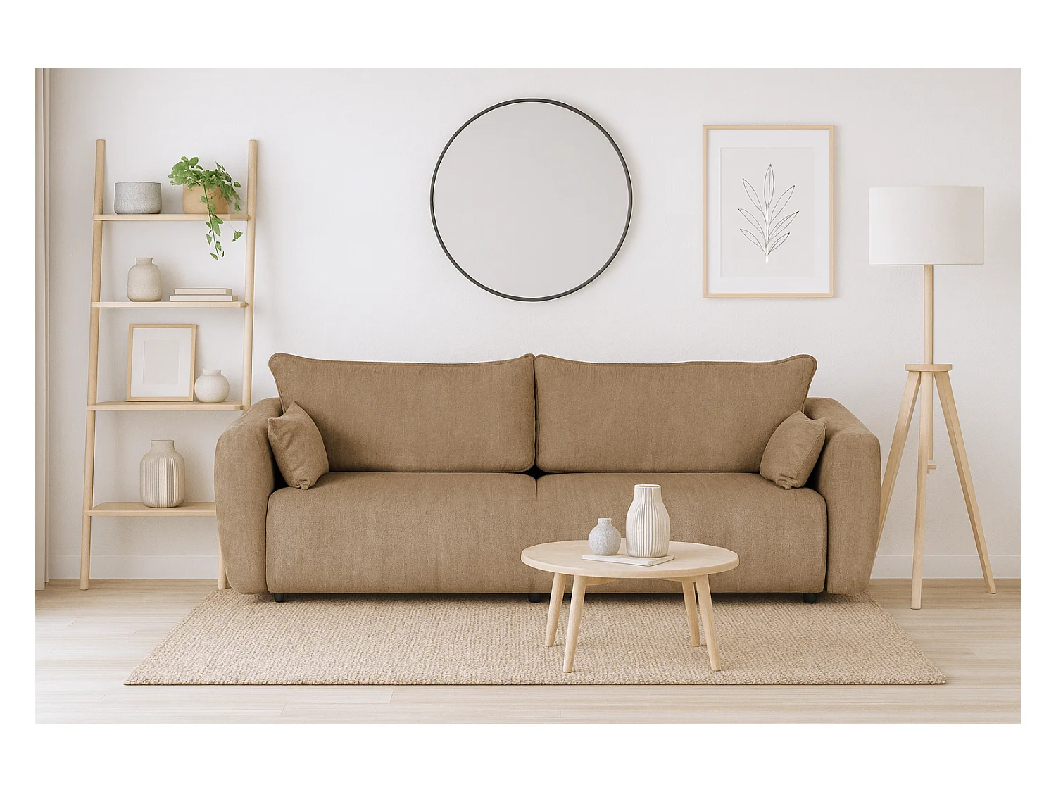 DALLAS – sofa 3-osobowa z funkcją spania 140x196 cm, tkanina Raven 30 beżowa