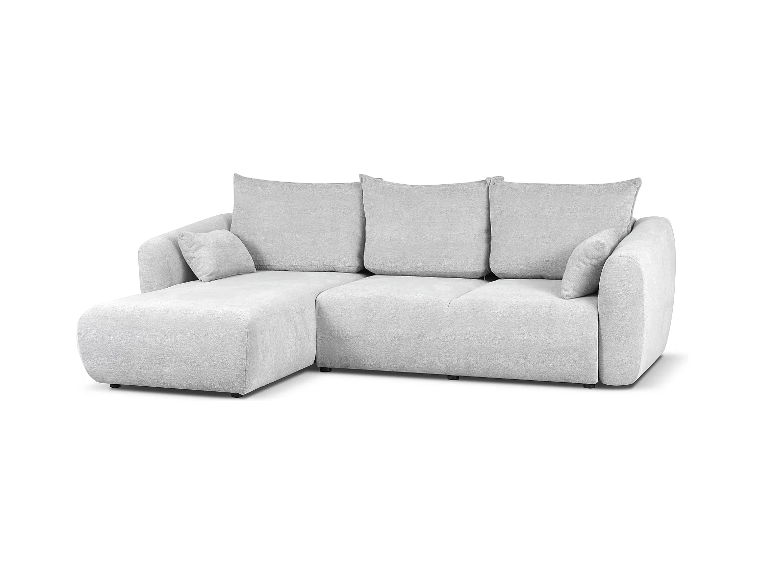 DALLAS – Hoekbank met slaapfunctie links 255x165 cm, stof Raven 06 lichtgrijs