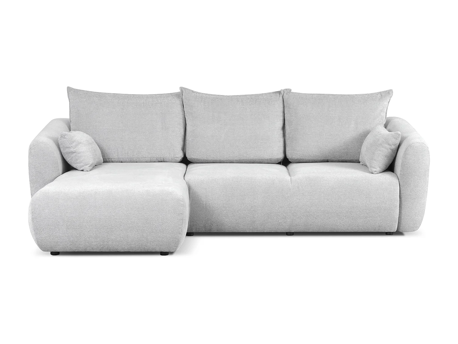 DALLAS – Canapé d’angle convertible gauche 255x165 cm, tissu Raven 06 gris clair