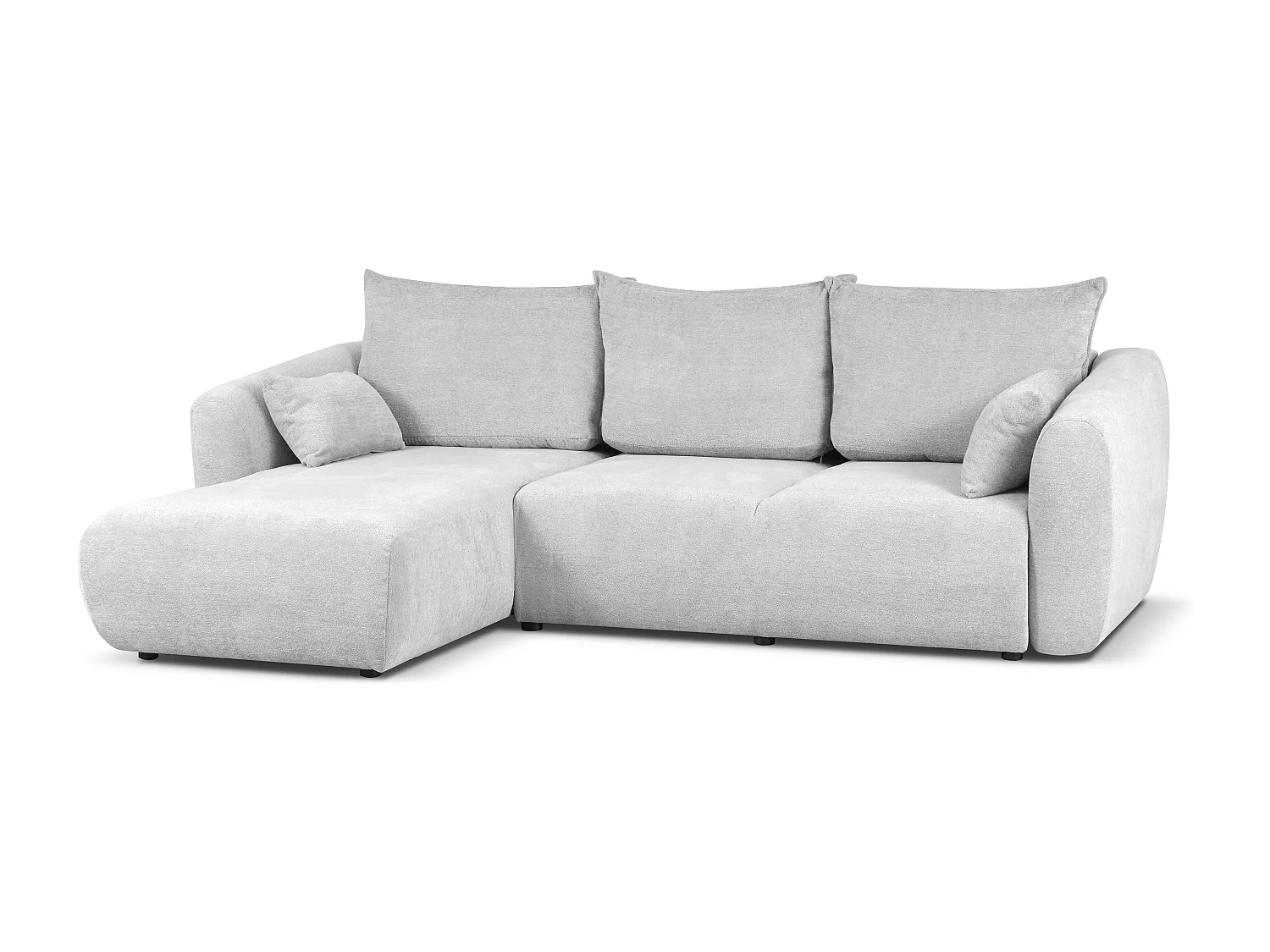 DALLAS – Canapé d’angle convertible gauche 255x165 cm, tissu Raven 06 gris clair