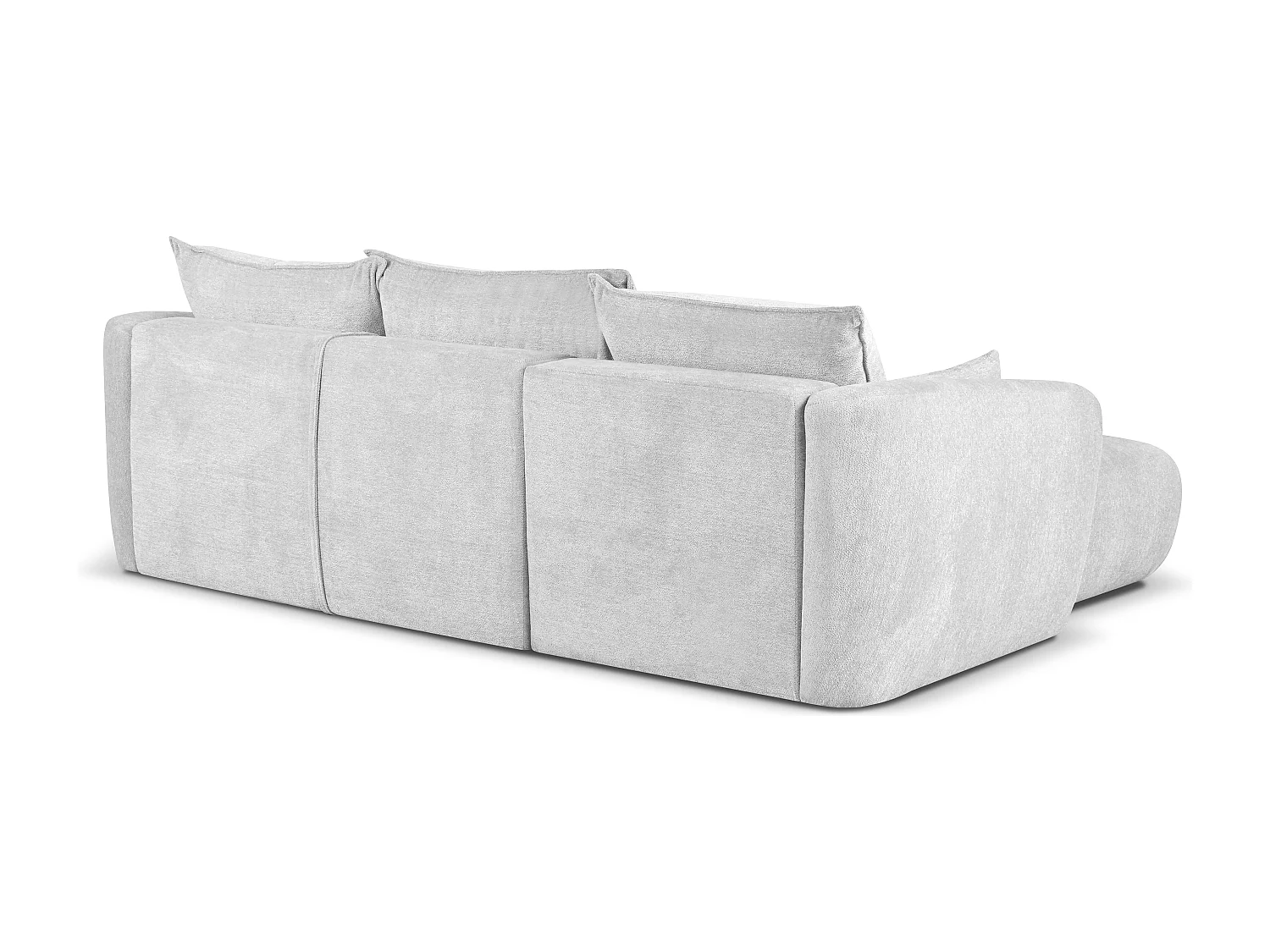 DALLAS – Canapé d’angle convertible gauche 255x165 cm, tissu Raven 06 gris clair